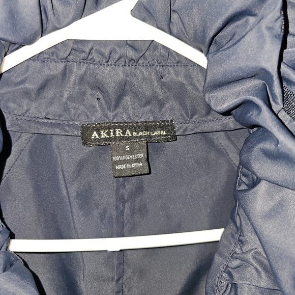 Navy Ruffled Short Sleeve Blazer - Picture 6 of 6